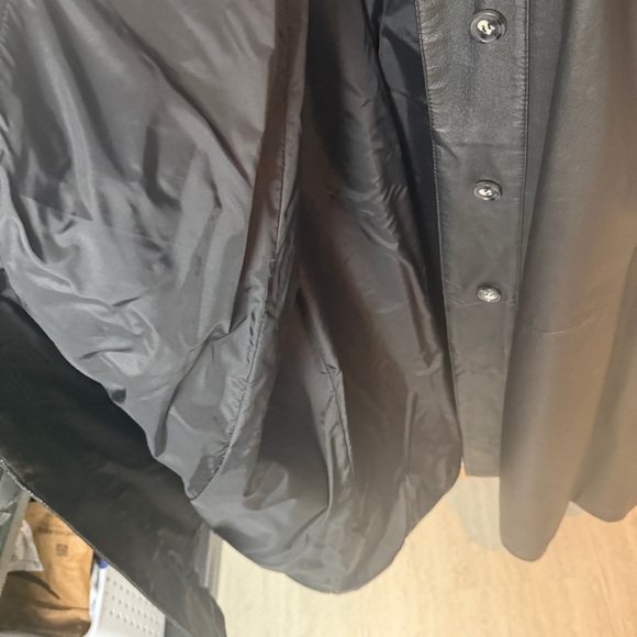 Damselle Vintage Leather jacket long trench duster flared swing style - Picture 7 of 10